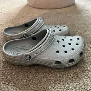 Crocs silver glitter clogs